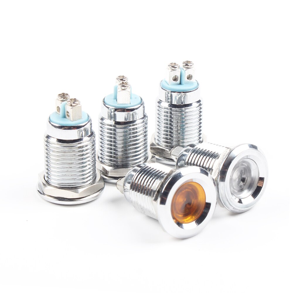 LED Metal Indicator Signal power light 12mm waterproof 6V 12V 24V 220v Screw terminal connect red yellow blue white 12ZSD.A.L