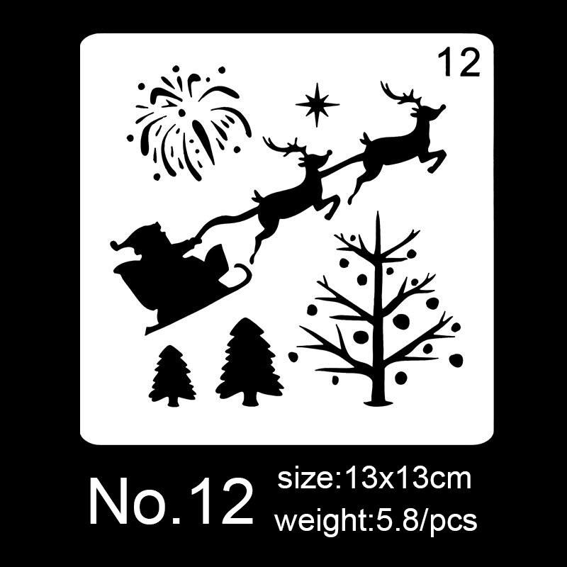 12 sortes de sapin de noël Elk enfants outils éducatifs joyeux Christma dessin modèle thème planche à dessin peint: NO.12