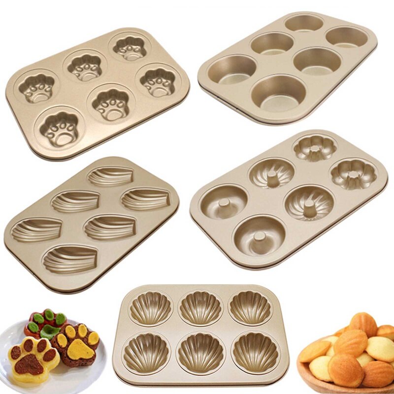 6-Cavity Anti-aanbak Donut Pan Donut Bakken Pannen Carbon Staal Donut Bakken Lade Bagels Mold Maker Cake Biscuit Tin bakware