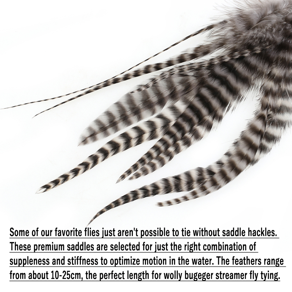 Wifreo, 10 Uds., plumas naturales para atar moscas en blanco y negro, plumas de pelo de gallo Grizzly para atar insectos lanosos Streamer