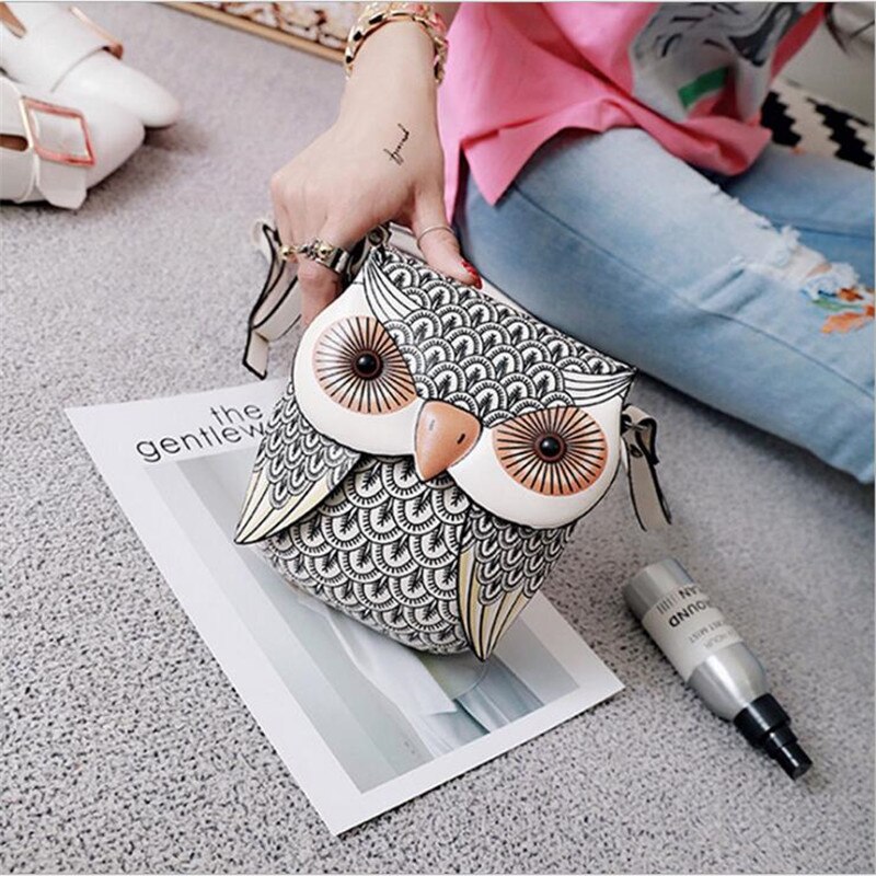 Bolso de hombro con forma de búho de , Mini bolso de mensajero, bolsos de cuero de dibujos animados bonitos para chicas, Bolso tipo bandolera para teléfono