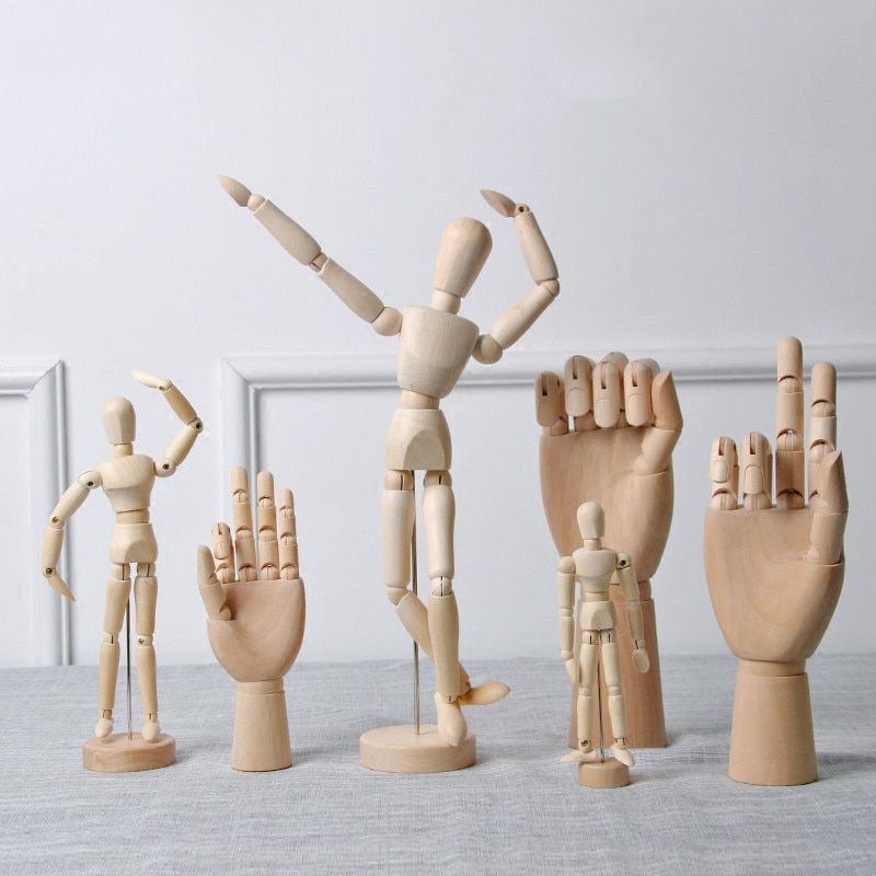 Wooden Hand Drawing Sketch Mannequin Model Wooden Mannequin Hand Movable Limbs Human Artist Model Office Desktop Ornaments