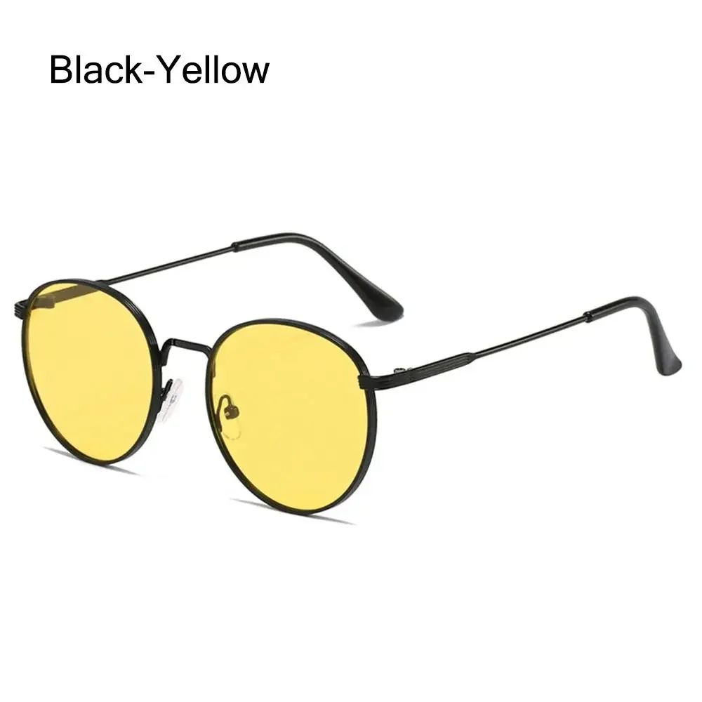 Gafas de sol redondas con protección UV para hombre y mujer, lentes de sol con montura de Metal, Estilo Vintage, accesorios de calle a la para verano: Rosa