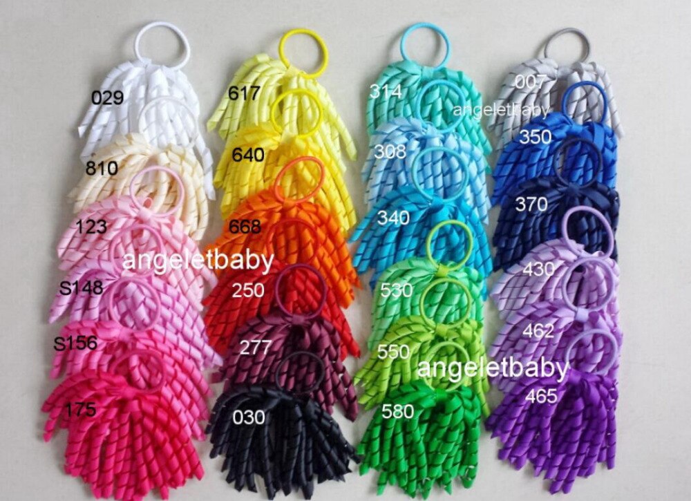 10pcs baby 5inch O A-korker Ponytail various streamers hair bows with elastic corker Curly ribbon hair bobbles Accessories PD002