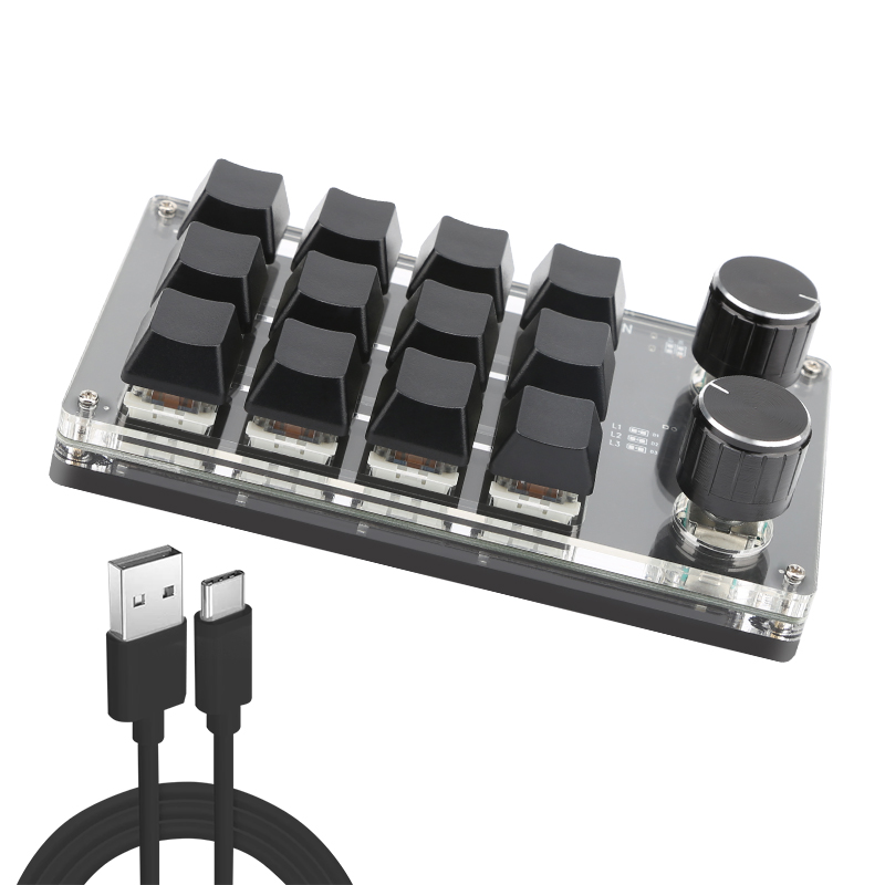 Macropad Macro Mechanische Toetsenbord Mini Gaming Aangepaste Programmeerknop Keypads Rode Schakelaar 3/4/6/12 Toetsen Voor Ps Pr Ai An: Marineblauw