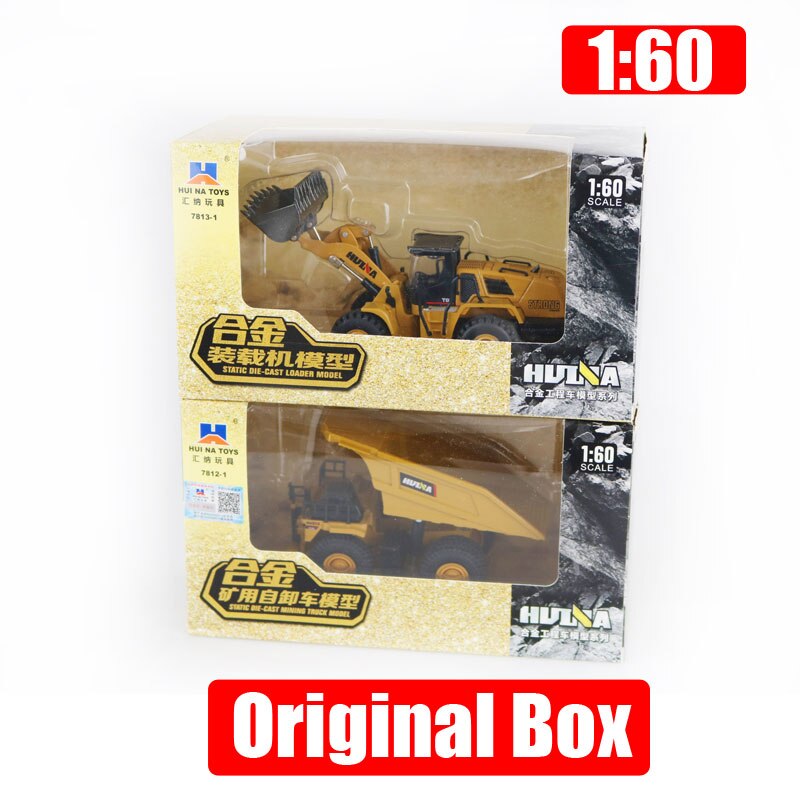 Huina Model 1:60 Scale Alloy Excavator Dump Truck Wheel Loader Engineering Vehicle Diecast Toy Christmas Year: 2PCS box c