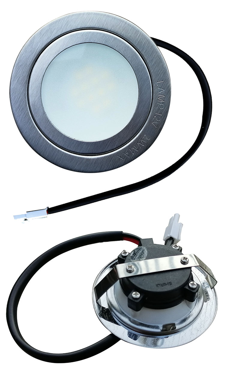 2 piezas 12V AC DC 68mm campana extractora bombilla luz 2W LED cocina bajo gabinete Puck armario bombilla autocaravana RV yate luz