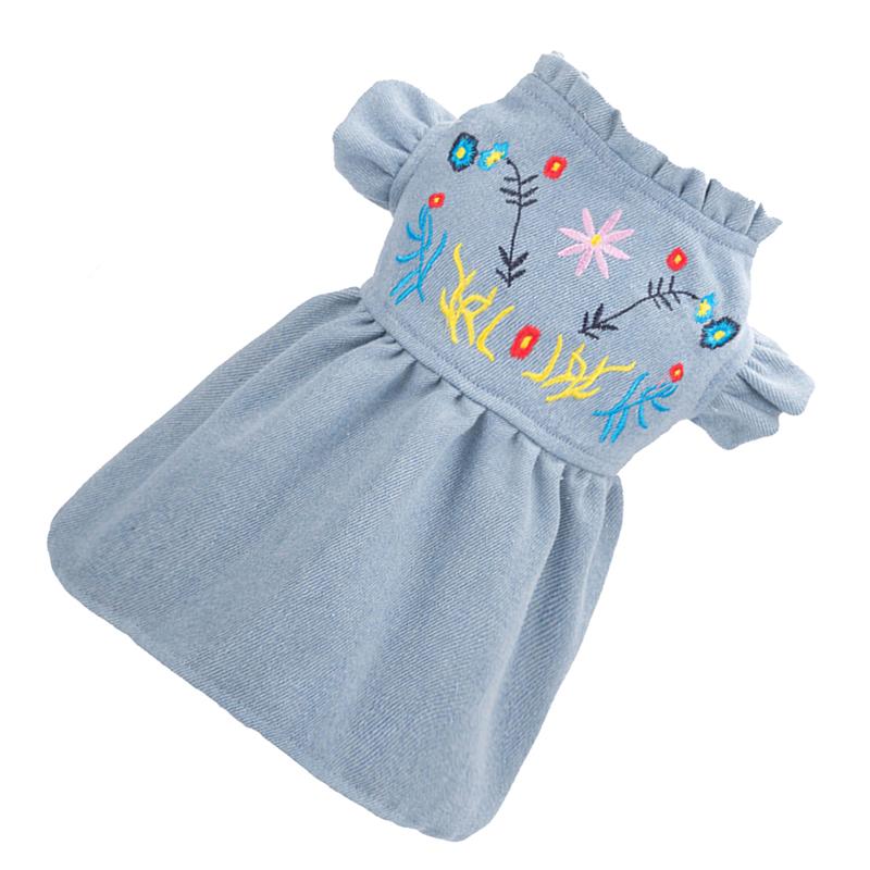 Impresión Floral perro flor vestido falda Denim chaleco bordado falda encantadora ropa acogedora mascota verano ropa chaleco camisas