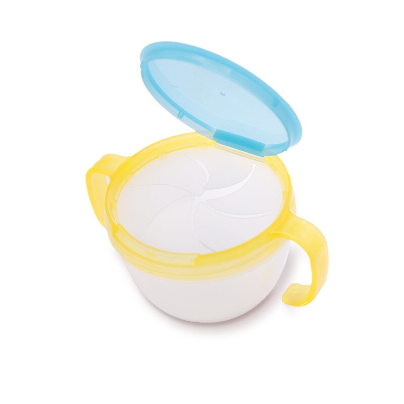 1 Child Spill-proof Bowl, Baby Food Supplement Box, Two-handle Baby Snack Can, Safety Stopper, Children's Snack Bowl: Yellow