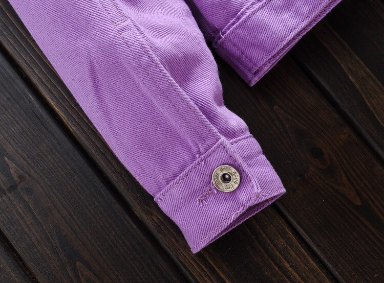 Men's Fall Purple Denim Jacket Falling Shoulder Loose Casual Denim Jacket