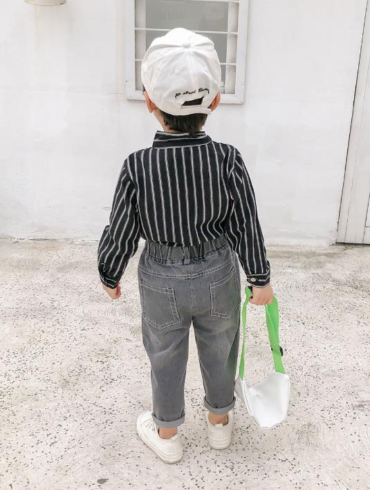 Pantalones vaqueros con estampado elástico cintura para niños, jeans de color con letras, estilo de otoño, ropa de vaquero para bebés