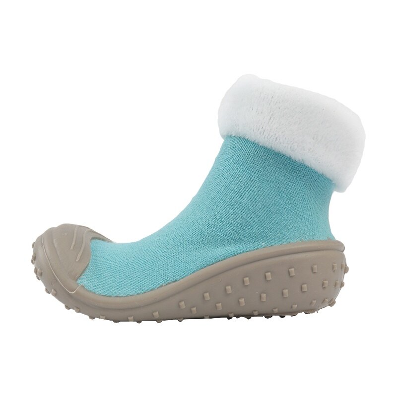 winter baby socks Baby Socks With Rubber Soles Toddler Indoor steps Anti-slip Leather kids Floor Socks: Sky blue / 12M