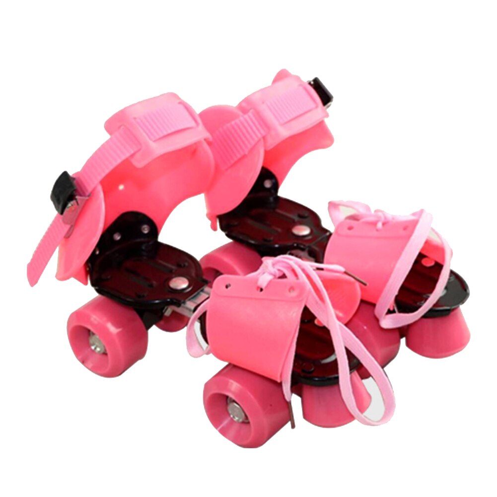Patines ajustables de doble fila para niños, 4 ruedas, deslizantes, en línea,: Pink S