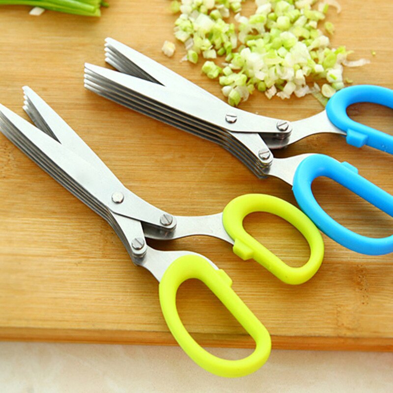 Multifunctional Stainless Steel 5 Layers Kitchen Scissor Onion Noodles Laver Broken Spices Scissors Kitchen Knives Cooking Tool