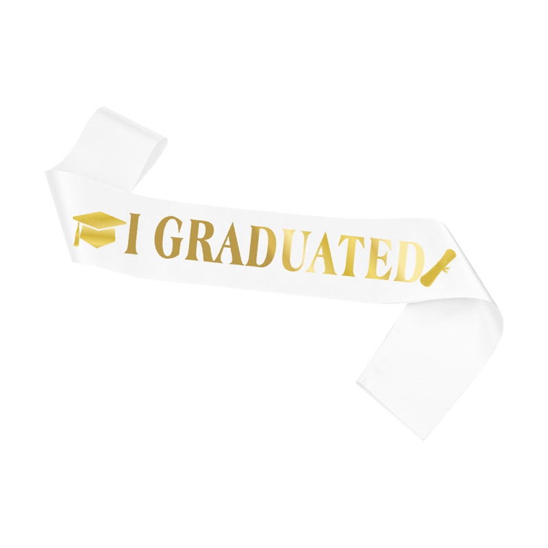 2024 Gegradueerde Satijnen Sjerp Glitter Kroon Voor Afstudeerfeest Decoratie Ballonnen Fotocabine Rekwisieten Bachelor Graduate Benodigdheden: Clear