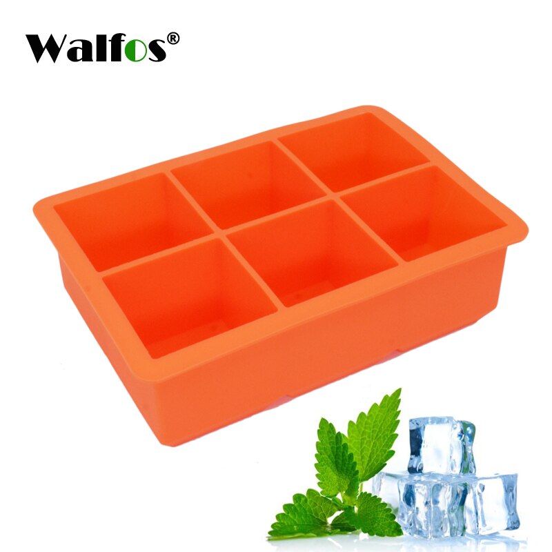 1 st stor storlek 6 celler silikon isbollsform iskubboll isbricka boll whiskytillverkare 6 silikonformmaskin för bar p: Fyrkantig orange
