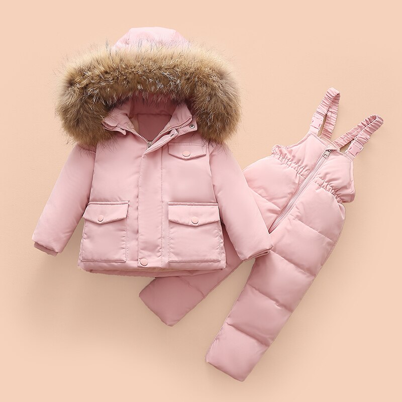 Kinderen Winter Outdoor Kleding Pak Wind En Sneeuw Verdikking Geschikt Voor 3-5 Jaar Oude Baby Meisje winter Jas Mode: Roze / 3T