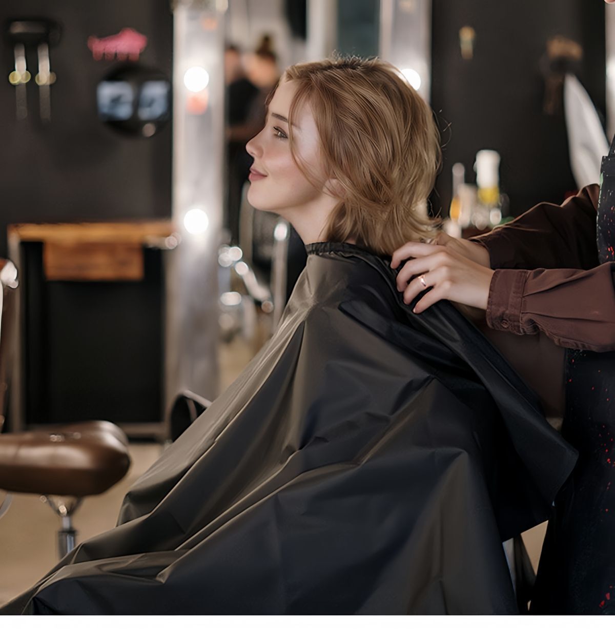 Capa de peluquero de salón negra para hombres y mujeres, capa de corte de pelo, capa de peluquería, delantal de corte de pelo, champú para el cabello, herramientas de tinte, accesorios