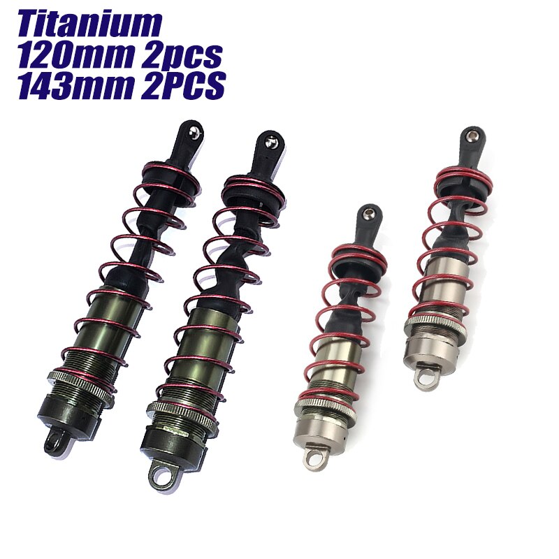 ZD Racing 4PCS Metal Shock Absorber 120mm Front&amp;143mm Rear Damper Suspension for 1/8 RC Car HSP DHK HPI Traxxas JLB Wltoys Drift: 1 Set Titanium