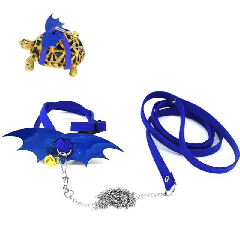 1 sztuka zwierzę domowe żółw zestaw smycz i uprząż kreatywne szelki smycze ze skrzydłami śliczne żółw Klatka piersiowa powrót smycze dla zwierzę domowe na wolnym powietrzu podróż: niebieski