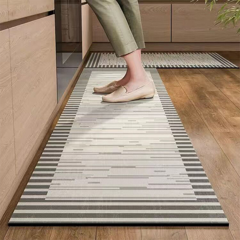 Diatomaceous Mud Kitchen Floor Mat Super Absorbent Doormats Bathroom Pad Anti-Slip Kitchen Mats Wipeable Wash Long Strip Carpet: 40x60+40x120cm / black