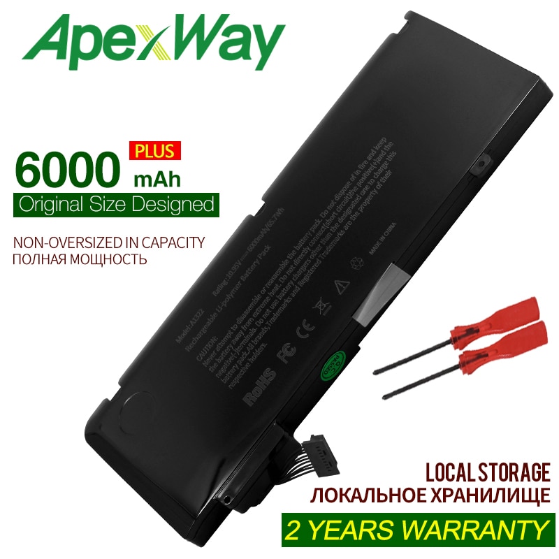 ApexWay 10,95 V A1322 A1278 Neue batterie für Apfel macbook Profi 13 zoll A1278 6000mah