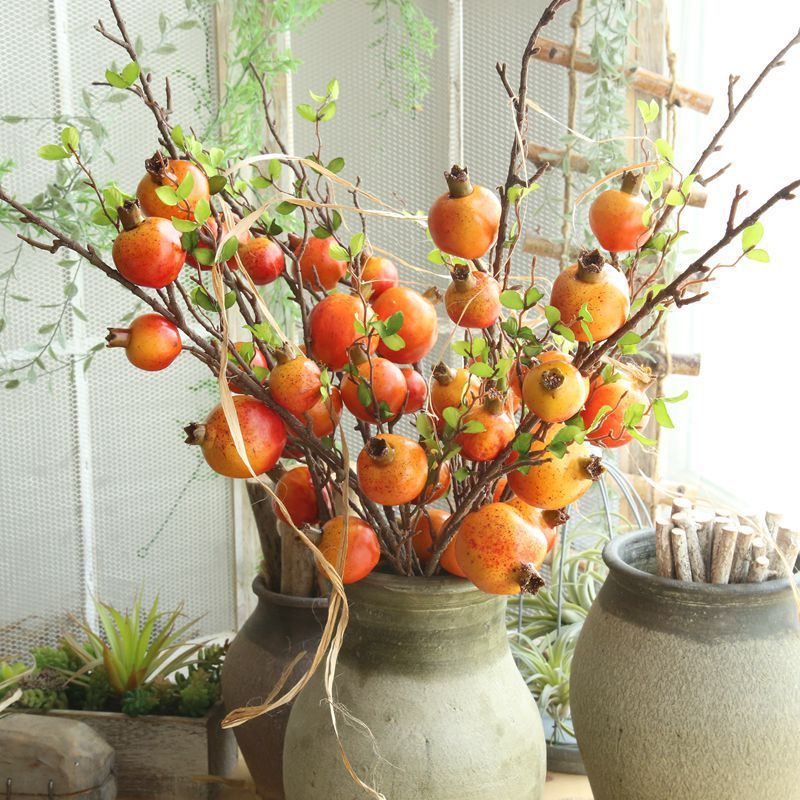Granateple simulering frukt hjem dekorasjon bryllupet bukett holder veien blomst vegg