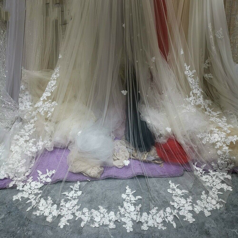 Blanco/Marfil velo De boda De 3m De largo, velo Mantilla De encaje velos nupciales para Catedral boda accesorios Veu De novia