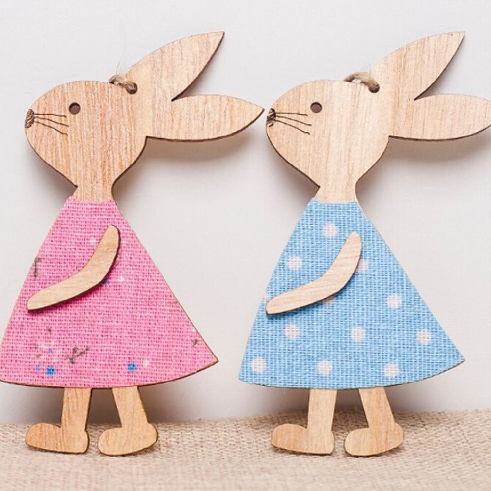 1/3 Pcs Pasen Konijn Houten Decoratie Diy Hout Opknoping Ambachten Schattige Bunny Pasen Ornamenten Feestartikelen Hout Ambachten