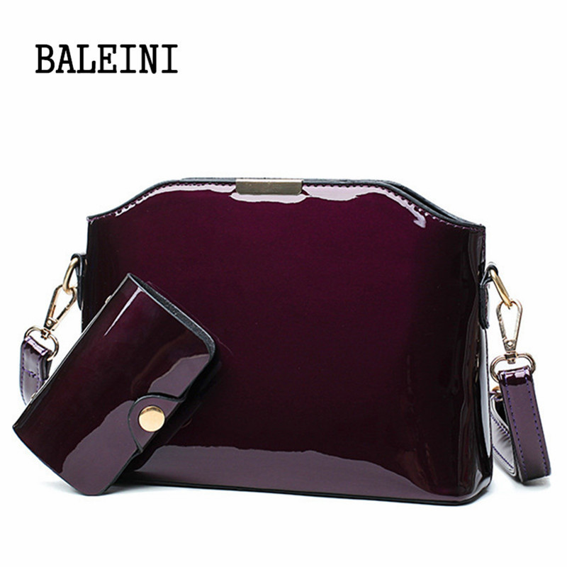 BALEINI-Bolso cruzado de charol para mujer, bandolera pequeña de de , a la ,: Morado