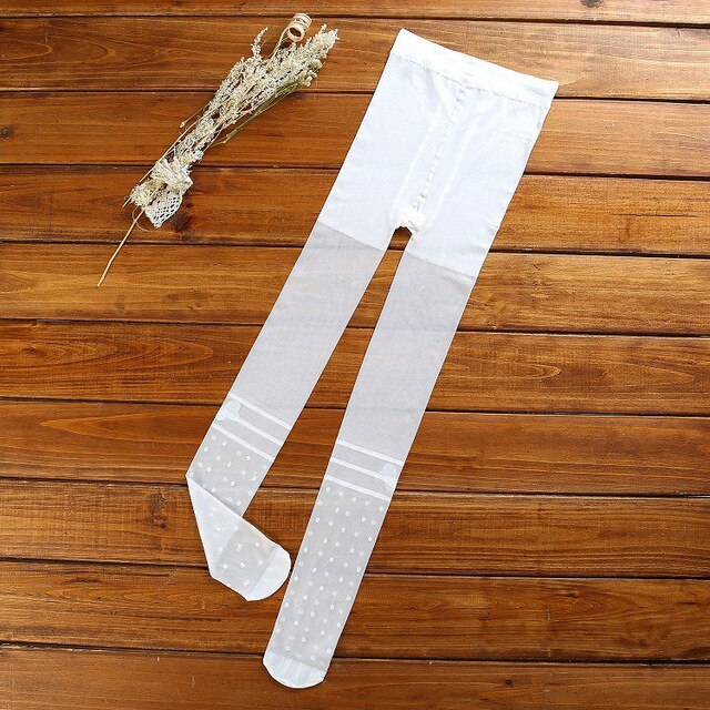 baby girls Ultra-thin Summer tights cute butterfly princess pantyhose infant girls little dot embroidery kids child dance tight: White dot butterfly / M