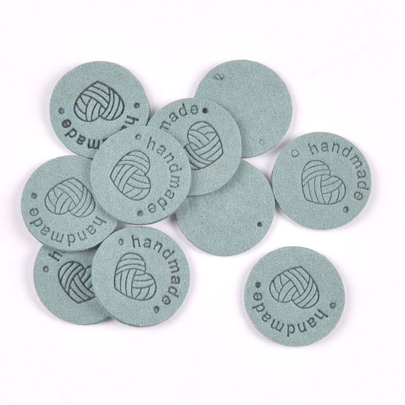 20 piezas, 2,5 cm, tela redonda de PU, etiquetas en relieve hechas a mano, etiqueta de bandera DIY para accesorios de costura de prendas cp3436: Zinc envejecido