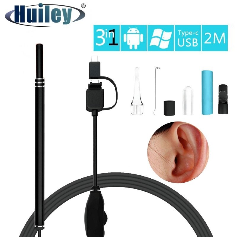 Video Ear Spoon Ear Canal Endoscope High-definition Earpick Visual Earwax Clean Tool 3 In 1 Ear Otoscope Camera Multifunction