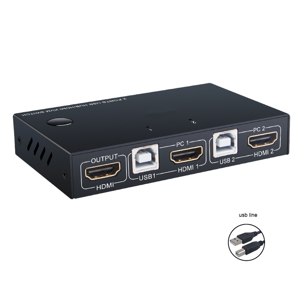 Kebidu 2 Poort Hdmi Kvm Switch 4K Usb Schakelaar Kvm Switcher Splitter Box Voor Delen Printer Toetsenbord Muis Kvm switch Hdmi: Default Title