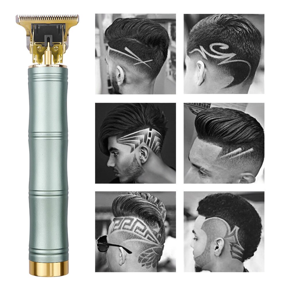 Tondeuse à cheveux électrique T9 sans fil pour hommes, rasoir à 0mm pour coiffeur, rechargeable par USB