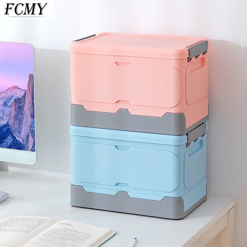 Big Storage Case Folding Student Desktop Organizing Container Basket Handbook Book Stationery Plastic Storage Box Desk Storage