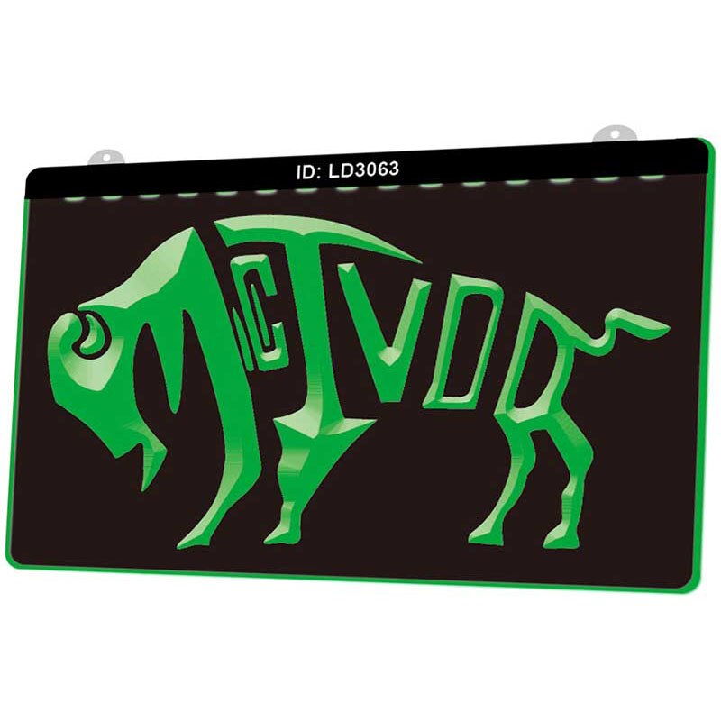 Ld3063 mctvor koe 3d graveerbare led lichtreclame meerdere kleuren gratis verkoop