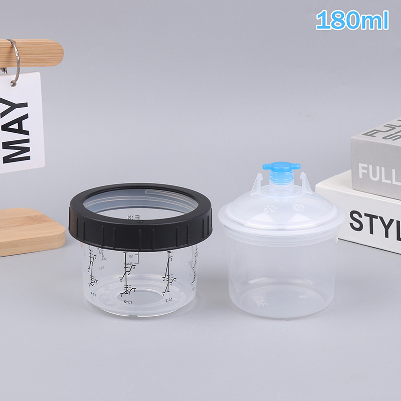 CA 1Pc Verf Spray Cup 180/350/800 ml Plastic Verf Mengbeker Wegwerp Verf Cup Spray Pot Type Quick Cup: zwart