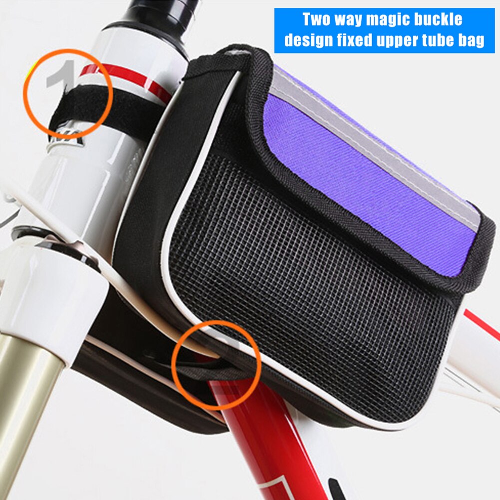 Mtb Fiets Zadeltas Frame Top Tube Fietsen Telefoon Case Fiets Pouch Telefoon Dubbele Tas Fiets Accessoires Reflecterende Streep