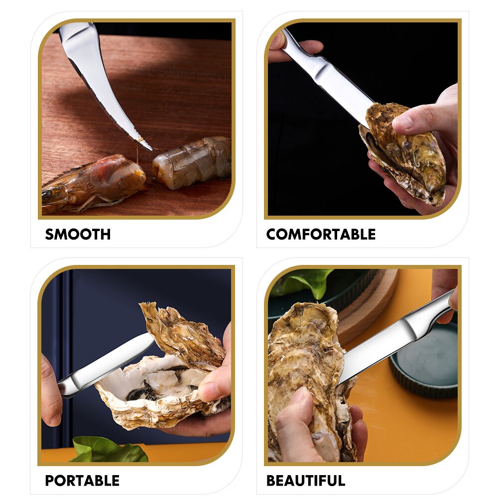 2pcs Oyster Opener Seafood Cutter Shrimp Line Cutter Seafood Shucking Tool