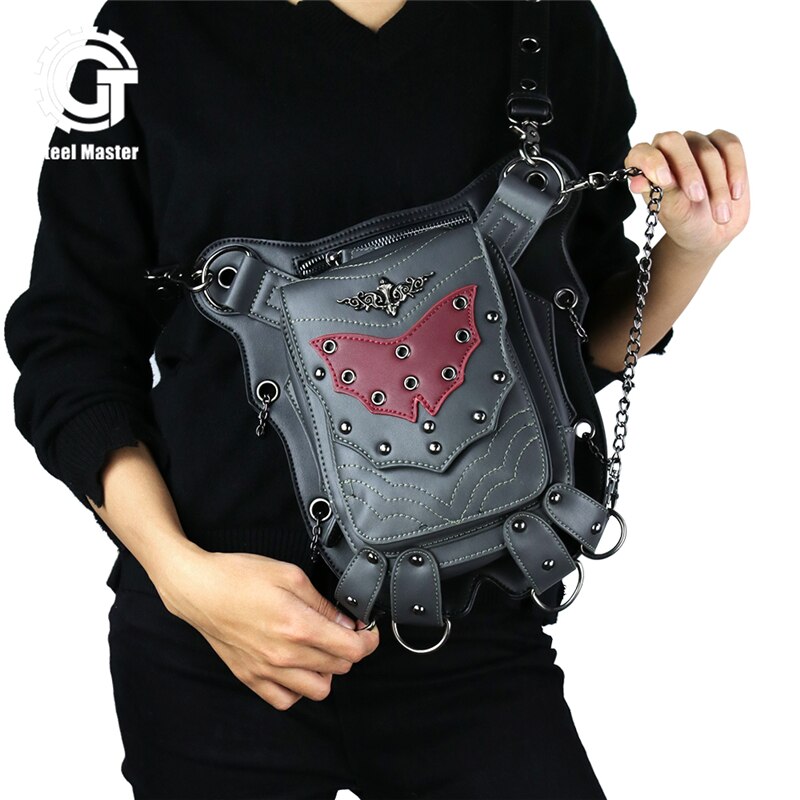 Vintage Rivet Punk taille sac Pack rétro Rock sac gothique bandoulière sacs Steampunk cuir moto jambe sacs