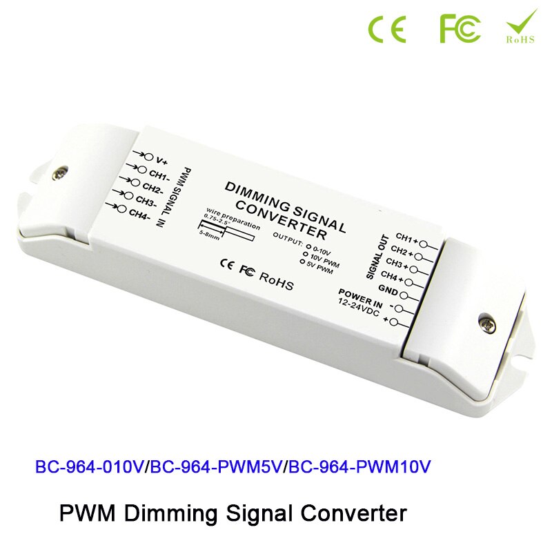 DC12V-DC24V Led Pwm Dimmen Signaal Converter 0-10V Analoge Signa * 4CH /5V Pwm * 4CH/10V Pwm * 4CH Uitgang Pwm Dimmen Signaal Controller