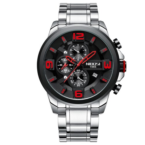 NIBOSI hommes montres haut de gamme de luxe grand cadran montre de Sport plein acier étanche affaires horloge numérique Relogio Masculino: 4