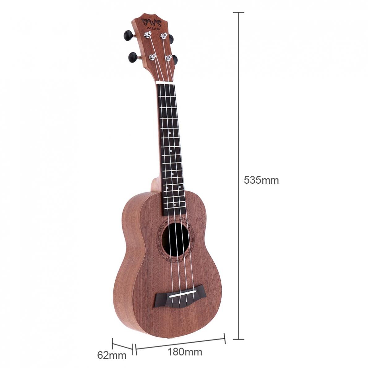 Ukulele 21 Inch Soprano Ukulele Uke Sapele 15 Fret Four Strings Brown Musical Instrument