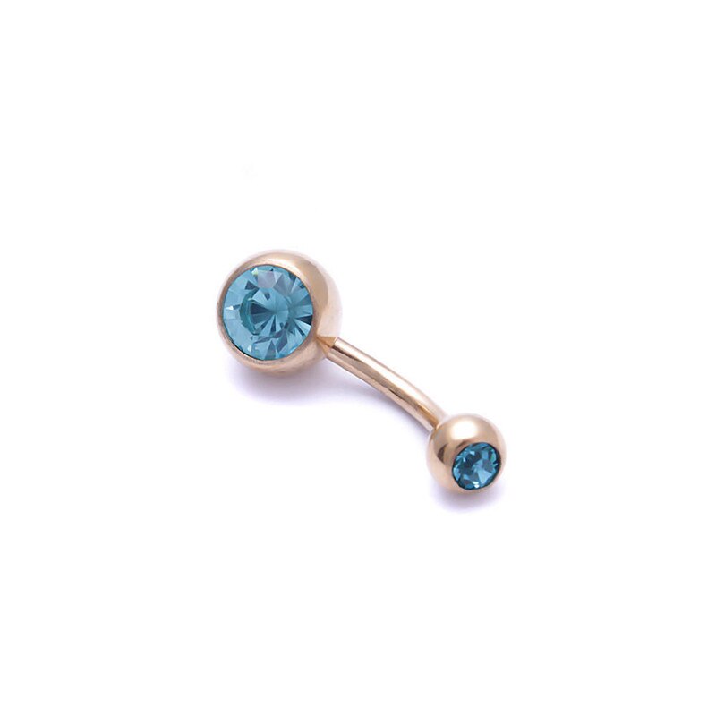 1 Pc Unisex Charm Punk Golden Crystal Rhinestones Navel & Belly Button Rings Body Piercing Jewelry 9 Colors: Lake Blue