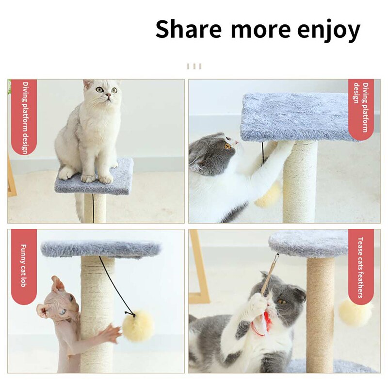 Krabbal voor katten, sisal krabbal, kattenkrabbal, krabspeelgoed kat houten krabbal, stabiele krabpaal huisdiermeubels, massief hout katten klimrek