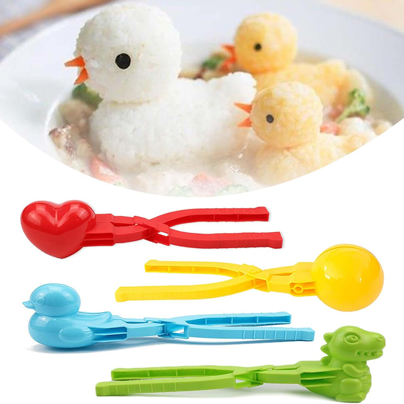 Schattige Eendvormige Rijstvorm Maker Clip Kinderen Buiten Plastic Eend Rijstvorm Diy Sneeuwbal Maker Sushi Mal Met Handvat