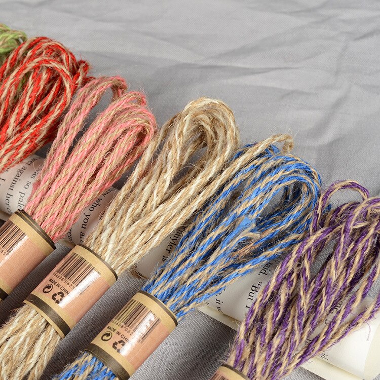 10 Meters Natural Burlap Jute Double Color Twine Cord Hemp Rope Party Wedding Wrapping Cords Thread DIY Home Craft Decor