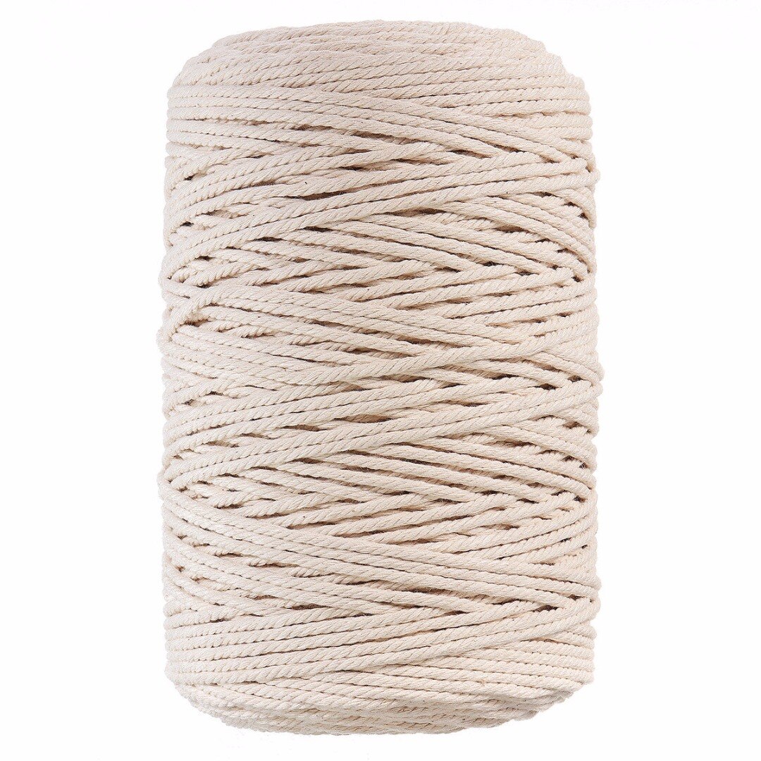 220 M 3mm Natürliche Beige Weiche Baumwolle Verdreht Kabel Seil Handwerk Macrame Handwerker Schnur DIY Handgemachte Binden Gewinde Schnur seil Durchmesser