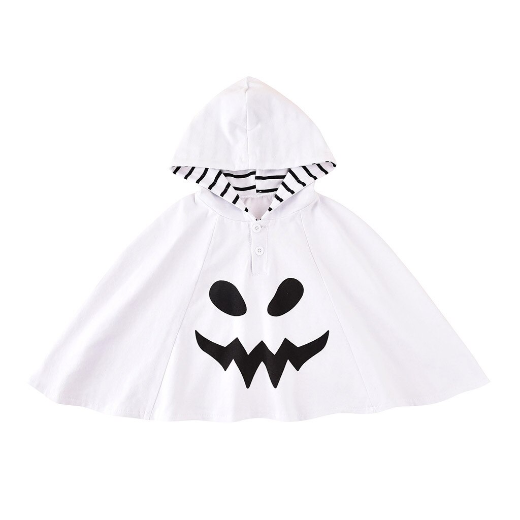 Peuter Infant Kids Baby Jongens Meisjes Cosplay Halloween Kostuum Ghost Gedrukt Tops Gestreepte Hooded Mantel Mantel Jas Bovenkleding # P4: 24M